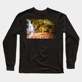 Autumn waterfall at Navarre in Spain Long Sleeve T-Shirt